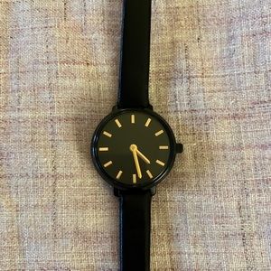 Breda Beverly Women’s Watch, Black Leather and Gold Hardware.